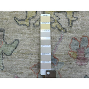2'10"x12'3" Beige, Hand Knotted Afghan Angora Oushak With Colorful Motifs, Shiny And Soft Wool, Runner Oriental Rug FWR422964
