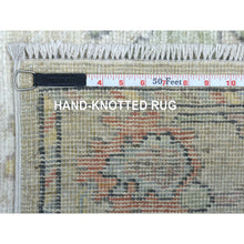 Load image into Gallery viewer, 2&#39;10&quot;x12&#39;3&quot; Beige, Hand Knotted Afghan Angora Oushak With Colorful Motifs, Shiny And Soft Wool, Runner Oriental Rug FWR422964