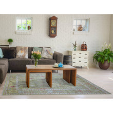 Load image into Gallery viewer, 8&#39;x9&#39;9&quot; Lime Green, Afghan Angora Ushak With Cypress And Willow Tree Design, Natural Wool Hand Knotted, Oriental Rug FWR422982