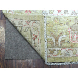 8'x9'9" Lime Green, Afghan Angora Ushak With Cypress And Willow Tree Design, Natural Wool Hand Knotted, Oriental Rug FWR422982