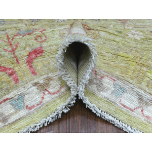 8'x9'9" Lime Green, Afghan Angora Ushak With Cypress And Willow Tree Design, Natural Wool Hand Knotted, Oriental Rug FWR422982