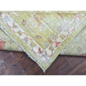 8'x9'9" Lime Green, Afghan Angora Ushak With Cypress And Willow Tree Design, Natural Wool Hand Knotted, Oriental Rug FWR422982