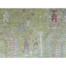 Load image into Gallery viewer, 8&#39;x9&#39;9&quot; Lime Green, Afghan Angora Ushak With Cypress And Willow Tree Design, Natural Wool Hand Knotted, Oriental Rug FWR422982