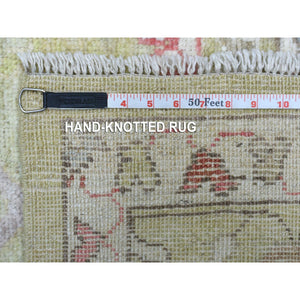 8'x9'9" Lime Green, Afghan Angora Ushak With Cypress And Willow Tree Design, Natural Wool Hand Knotted, Oriental Rug FWR422982