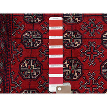 Load image into Gallery viewer, 2&#39;7&quot;x4&#39; Chili Red, Princess Bokara With Geometric Pattern, Natural Dyes, Hand Knotted, 100% Wool, Mat, Sample, Oriental Rug FWR4224