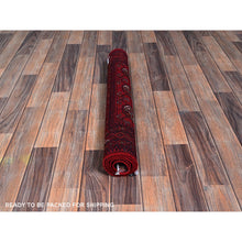Load image into Gallery viewer, 2&#39;7&quot;x4&#39; Chili Red, Princess Bokara With Geometric Pattern, Natural Dyes, Hand Knotted, 100% Wool, Mat, Sample, Oriental Rug FWR4224