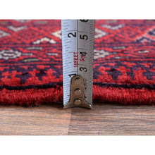 Load image into Gallery viewer, 2&#39;7&quot;x4&#39; Chili Red, Princess Bokara With Geometric Pattern, Natural Dyes, Hand Knotted, 100% Wool, Mat, Sample, Oriental Rug FWR4224