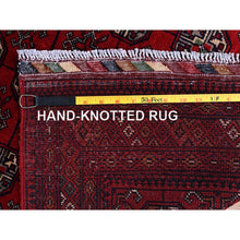 Load image into Gallery viewer, 2&#39;7&quot;x4&#39; Chili Red, Princess Bokara With Geometric Pattern, Natural Dyes, Hand Knotted, 100% Wool, Mat, Sample, Oriental Rug FWR4224