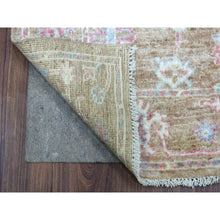 Load image into Gallery viewer, 3&#39;1&quot;x5&#39; Almond Brown, Hand Knotted, Afghan Angora Oushak With Beautiful Leaf Design, Organic Wool Oriental Rug FWR423264