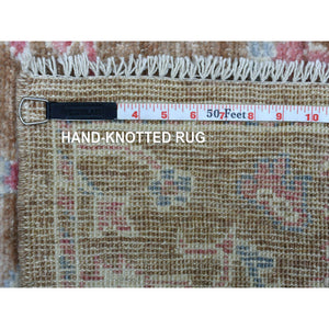 3'1"x5' Almond Brown, Hand Knotted, Afghan Angora Oushak With Beautiful Leaf Design, Organic Wool Oriental Rug FWR423264