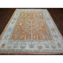 Load image into Gallery viewer, 7&#39;10&quot;x10&#39;2&quot; Burnt Orange, Natural Wool, Afghan Angora Oushak With Cypress And Willow Tree Design, Hand Knotted, Oriental Rug FWR423450