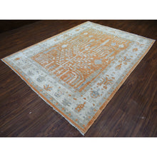 Load image into Gallery viewer, 7&#39;10&quot;X10&#39;2&quot; Burnt Orange, Natural Wool, Afghan Angora Oushak with Cypress and Willow Tree Design, Hand Knotted, Oriental Rug FWR423450