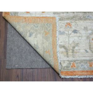 7'10"X10'2" Burnt Orange, Natural Wool, Afghan Angora Oushak with Cypress and Willow Tree Design, Hand Knotted, Oriental Rug FWR423450