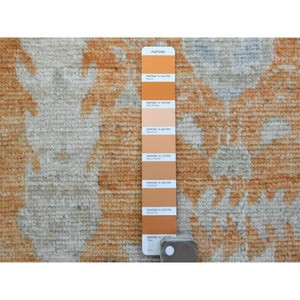 7'10"X10'2" Burnt Orange, Natural Wool, Afghan Angora Oushak with Cypress and Willow Tree Design, Hand Knotted, Oriental Rug FWR423450