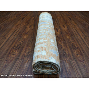 7'10"X10'2" Burnt Orange, Natural Wool, Afghan Angora Oushak with Cypress and Willow Tree Design, Hand Knotted, Oriental Rug FWR423450