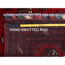 Load image into Gallery viewer, 2&#39;9&quot;x4&#39; Berry Red, Princess Bokara With Geometric Medallions Design, 100% Wool, Veggie Dyes, Hand Knotted, Mat, Sample, Oriental Rug FWR4230