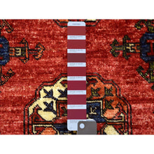 Load image into Gallery viewer, 2&#39;9&quot;x9&#39;10&quot; Coral Red, Hand Knotted Turkeman Ersari With Elephant Feet Design, Natural Dyes Densely Woven Pure Wool, Runner Oriental Rug FWR423678