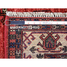 Load image into Gallery viewer, 2&#39;9&quot;x9&#39;10&quot; Coral Red, Hand Knotted Turkeman Ersari With Elephant Feet Design, Natural Dyes Densely Woven Pure Wool, Runner Oriental Rug FWR423678