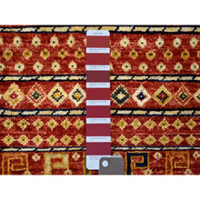Load image into Gallery viewer, 2&#39;8&quot;x9&#39;7&quot; Coral Red, Afghan Ersari With Bijar Garus Design, Ancient Animal Figurines, Natural Dyes, Densely Woven, Extra Soft Wool, Hand Knotted, Runner Oriental Rug FWR423708