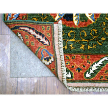Load image into Gallery viewer, 2&#39;10&quot;x9&#39;9&quot; Olive Green, Soft Wool, Hand Knotted, Turkeman Ersari With Tribal Medallion Design, Natural Dyes, Densely Woven, Runner Oriental Rug FWR423714