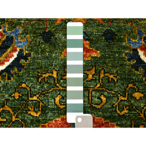 2'10"x9'9" Olive Green, Soft Wool, Hand Knotted, Turkeman Ersari With Tribal Medallion Design, Natural Dyes, Densely Woven, Runner Oriental Rug FWR423714