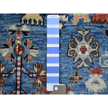 Load image into Gallery viewer, 4&#39;4&quot;x11&#39;8&quot; Denim Blue Afghan Ersari With Large Elements Design , Hand Knotted, Natural Dyes Soft And Shiny Wool Wide Runner Oriental Rug FWR423828