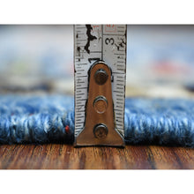 Load image into Gallery viewer, 4&#39;4&quot;x11&#39;8&quot; Denim Blue Afghan Ersari With Large Elements Design , Hand Knotted, Natural Dyes Soft And Shiny Wool Wide Runner Oriental Rug FWR423828