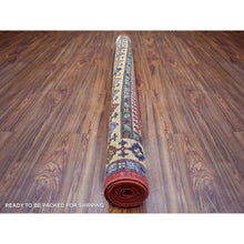 Load image into Gallery viewer, 5&#39;7&quot;x7&#39;7&quot; Coral Red Hand Knotted Natural Dyes, Afghan Ersari With Geometric Design, Pure Wool Oriental Rug FWR423882