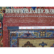 Load image into Gallery viewer, 5&#39;7&quot;x7&#39;7&quot; Coral Red Hand Knotted Natural Dyes, Afghan Ersari With Geometric Design, Pure Wool Oriental Rug FWR423882