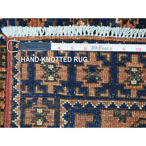 2'1"x3' Orange Afghan Ersari with Elephant Feet Desgin Hand Knotted, Natural Dyes, Ghazni Wool Oriental Rug FWR423948