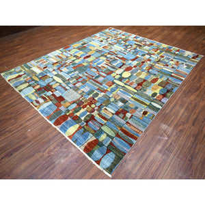8'x9'9" Colorful Hand Knotted, Afghan Kashkuli Gabbeh With Arts And Crafts Design, Natural Dyes, Hand Spun Wool, Oriental Rug FWR424164