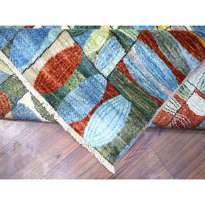 8'x9'9" Colorful Hand Knotted, Afghan Kashkuli Gabbeh With Arts And Crafts Design, Natural Dyes, Hand Spun Wool, Oriental Rug FWR424164