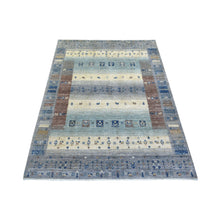 Load image into Gallery viewer, 4&#39;x5&#39;9&quot; Gray, Afghan Kashkuli Gabbeh Influenced by Motifs in Nature, Hand Spun Wool, Natural Dyes, Hand Knotted, Oriental Rug FWR424194