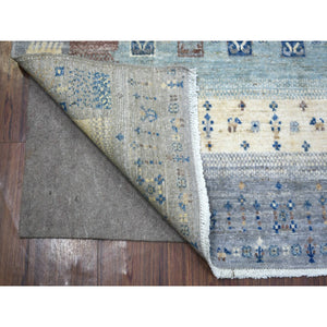 4'x5'9" Gray, Afghan Kashkuli Gabbeh Influenced by Motifs in Nature, Hand Spun Wool, Natural Dyes, Hand Knotted, Oriental Rug FWR424194