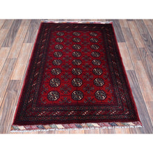 Load image into Gallery viewer, 2&#39;9&quot;x4&#39;1&quot; Berry Red, Princess Bokara With Geometric Medallions Design, Vegetable Dyes, Soft And Shiny Wool, Hand Knotted, Mat, Sample, Oriental Rug FWR4236