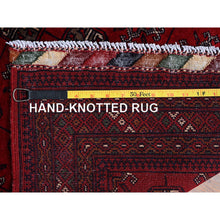 Load image into Gallery viewer, 2&#39;9&quot;x4&#39;1&quot; Berry Red, Princess Bokara With Geometric Medallions Design, Vegetable Dyes, Soft And Shiny Wool, Hand Knotted, Mat, Sample, Oriental Rug FWR4236