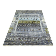 Load image into Gallery viewer, 5&#39;x6&#39;6&quot; Gray, Soft and Shiny Wool, Afghan Kashkuli Gabbeh, Influenced by Motifs in Nature, Hand Knotted, Natural Dyes, Oriental Rug FWR424206