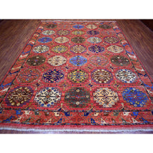 Load image into Gallery viewer, 8&#39;8&quot;x11&#39;7&quot; Coral Red Hand Knotted, Turkeman Ersari With Geometric Medallions Block Design, Natural Dyes Pure Wool Oriental Rug FWR424254