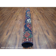 Load image into Gallery viewer, 4&#39;x5&#39;9&quot; Navy Blue Hand Knotted, Afghan Ersari With Elephant Feet Design, Natural Dyes, Soft And Shiny Wool Oriental Rug FWR424320