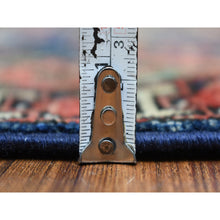 Load image into Gallery viewer, 4&#39;x5&#39;9&quot; Navy Blue Hand Knotted, Afghan Ersari With Elephant Feet Design, Natural Dyes, Soft And Shiny Wool Oriental Rug FWR424320