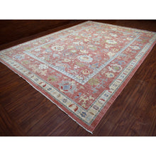 Load image into Gallery viewer, 12&#39;x16&#39; Coral Red, Afghan Angora Ushak With All Over Motifs, Hand Knotted, Pure Wool Oversized Oriental Rug FWR424506