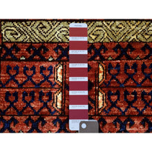 Load image into Gallery viewer, 3&#39;1&quot;x5&#39;1&quot; Coral Red, Natural Dyes Hand Knotted Afghan Ersari With Ancient Animal Figurines Densely Woven, Soft And Shiny Wool Oriental Rug FWR424698