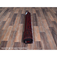 Load image into Gallery viewer, 2&#39;9&quot;x3&#39;10&quot; Carmine Red, Hand Knotted, Afghan Khamyab With Tribal Design, Pure Wool, Natural Dyes, Mat, Sample, Oriental Rug FWR4242