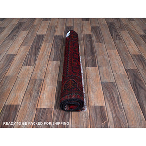 2'9"x3'10" Carmine Red, Hand Knotted, Afghan Khamyab With Tribal Design, Pure Wool, Natural Dyes, Mat, Sample, Oriental Rug FWR4242