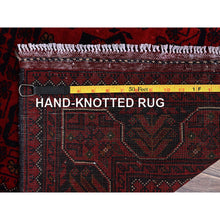 Load image into Gallery viewer, 2&#39;9&quot;x3&#39;10&quot; Carmine Red, Hand Knotted, Afghan Khamyab With Tribal Design, Pure Wool, Natural Dyes, Mat, Sample, Oriental Rug FWR4242