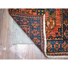 Load image into Gallery viewer, 2&#39;1&quot;x3&#39;5&quot; Coral Red, Hand Knotted, Afghan Ersari With Elephant Feet Design, Natural Dyes, Pure Wool Oriental Rug FWR424818