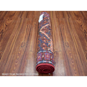 2'x3'1" Brick Red Turkeman Ersari With Prayer Design, Natural Dyes, Hand Knotted, Soft And Shiny Wool Oriental Rug FWR424902