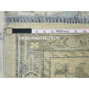 8'1"x10' Ivory, Afghan Angora Oushak With All Over Leaf Design, Hand Knotted, Pure Wool Oriental Rug FWR425160