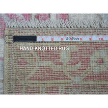 Load image into Gallery viewer, 2&#39;9&quot;x12&#39;3&quot; Ivory, Afghan Angora Oushak with Large Leaf Design, Organic Wool, Hand Knotted Runner Oriental Rug FWR425340