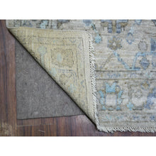 Load image into Gallery viewer, 2&#39;9&quot;x15&#39;1&quot; Gray Natural Wool, Afghan Angora Oushak With Floral Pattern, Hand Knotted Runner Oriental Rug FWR425352